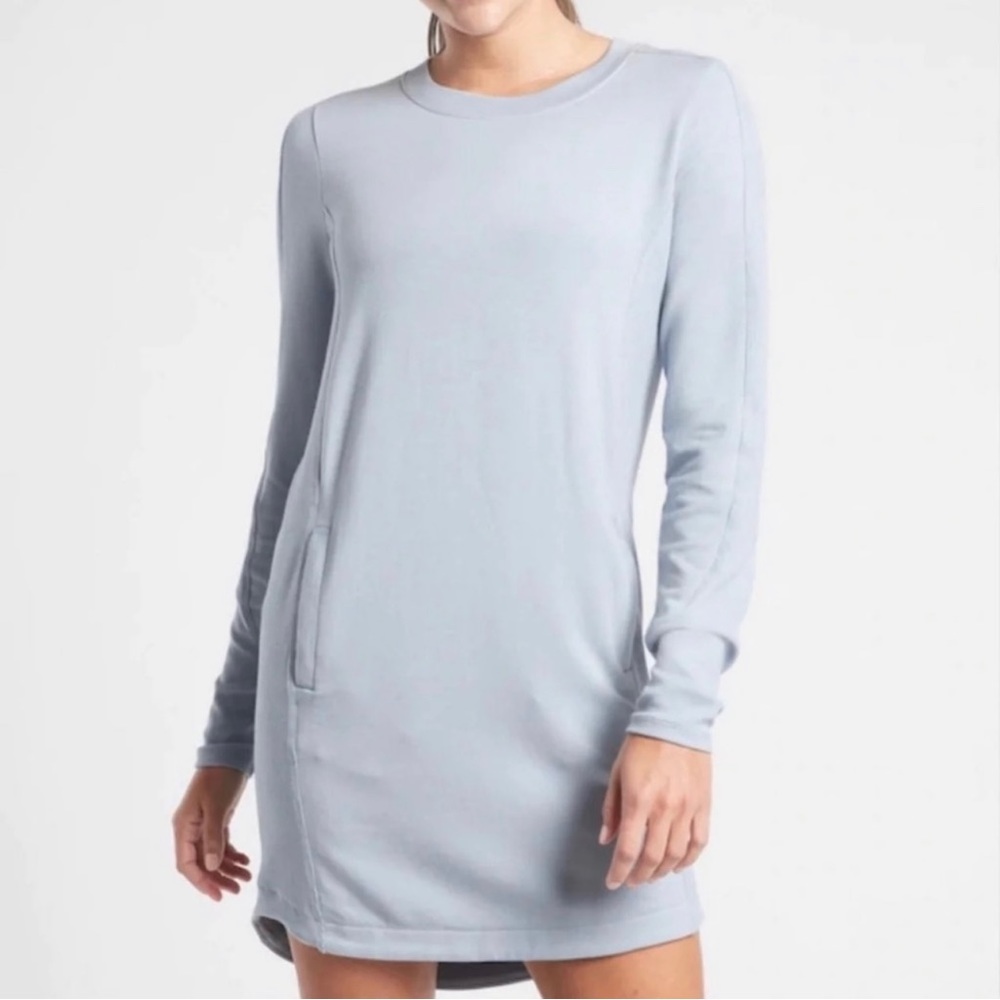 Athleta Blue Pullover Athleisure Casual Long Sleeve Knit Sweatshirt Dress